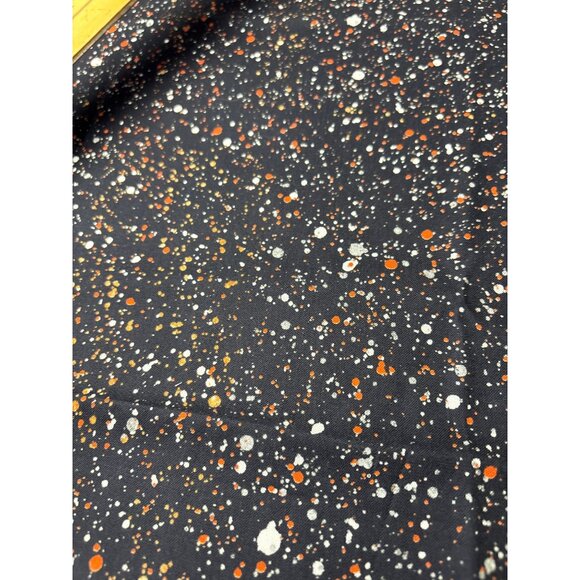 Joann Black Cotton Fabric Orange White Splatter Paint Design 24"x44" - Picture 6 of 10